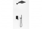 Sprchový set Kohlman Experience, podomítkový, čtvercová horní sprcha 25cm, černá matnáný