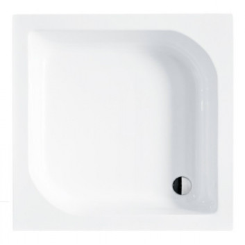 Čtvercová sprchová vanička Besco Igor, 80x80cm, hluboký, z siedziskiem, akrylátový, bílý