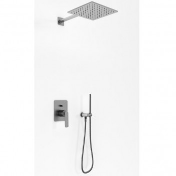 Podomítkový sprchový set Kohlman Experience Gray, s hlavovou sprchou okrągłą 25cm, szczotkowany grafit