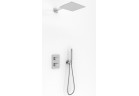 Sprchový set Kohlman Excelent, podomítkový, baterie termostatická, čtvercová horní sprcha 25cm, 2 výstupy vody, chrom