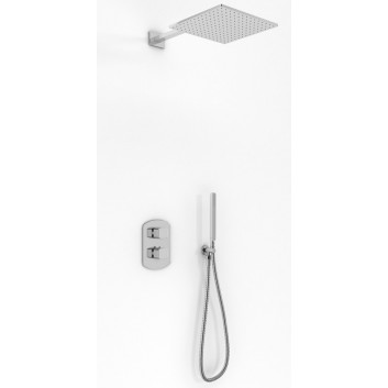 Sprchový set Kohlman Foxal, podomítkový, baterie termostatická, kulatá horní sprcha 20cm, 2 výstupy vody, chrom