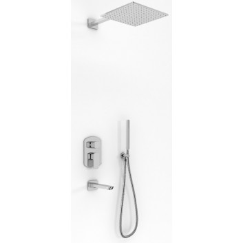 Sprchový set Kohlman Foxal, podomítkový, baterie termostatická, čtvercová horní sprcha 20cm, 2 výstupy vody, chrom