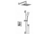 Sprchový set Graff Blackstone, podomítkový, baterie termostatická, čtvercová horní sprcha 250mm, sluchátko 3-funkční, leštený chrom