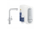 Souprava startowy Grohe Blue Home, jednostka chłodząca s baterií ve tvaru L, do vody gazowanej, výsuvné i obracana výtokové rameno, chrom 