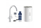 Souprava Grohe Red Duo s baterií kuchenną ve tvaru C a bojlerem w rozmiarze M, obracana výtokové rameno, chrom