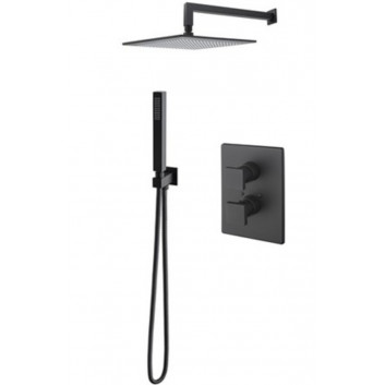 Sprchový set Vicario, podomítkový, baterie termostatická, horní sprcha 20cm, černá matnáný