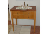 Skříňka retro pod umyvadlo 86,5 x 55 x 88 cm - okleina naturalna dubová