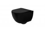 Závěsné wc Rea Carlo Mini, bez splachovacího okruhu, 49,5x37 cm + sedadlo s pozvolným sklápěním - černá matnáný
