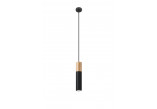 Lampa závěsná Sollux Ligthing Pablo, 8cm, GU10 1x40W, černá/naturalne dřevo