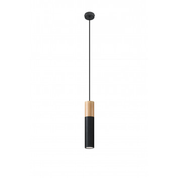 Lampa závěsná Sollux Ligthing Pablo, 8cm, GU10 1x40W, bílý/naturalne dřevo