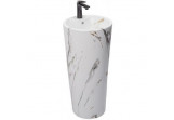 Rea Blanka Marble umyvadlo 36x36x84 cm volně stojící kulatá imitacja kamienia