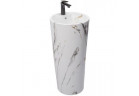 Rea Blanka Marble umyvadlo 36x36x84 cm volně stojící kulatá imitacja kamienia