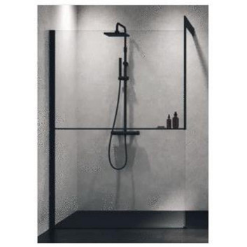 Sprchový kout druhu walk-in přístěnná Novellini Kuadra H Black, 107-110 cm profil černá matnáný, čiré sklo