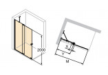 Dveře sprchové walk-in Huppe Xtensa pure, posuvné, 120-140cm, stabilizator skośny, připevnění pravé, Anti-Plaque, profil černá