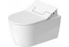 Souprava mísa toaletní závěsná Duravit ME by Starck Rimless i sedátko myjąca SensoWash, 57x37cm, bez rantu spłukującego, připevnění Durafix, HygieneFlush, povlak HygieneGlaze, bílá