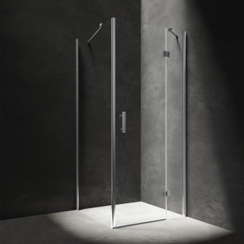 Obdélníková sprchový kout Omnires Manhattan, 120x90cm, dveře sklopné, sklo transparentní, profil černá matnáný