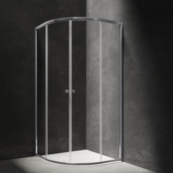 Čtvrtkruhový sprchový kout Omnires Bronx, 80x80cm, dveře posuvné, sklo transparentní, profil chrom