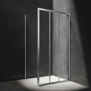 Čtvrtkruhový sprchový kout Omnires Bronx, 90x90cm, dveře posuvné, sklo transparentní, profil chrom