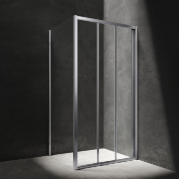 Čtvercová sprchový kout Omnires Bronx, 80x80cm, dveře posuvné, sklo transparentní, profil chrom