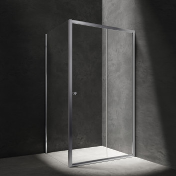 Obdélníková sprchový kout Omnires Bronx, 120x90cm, dveře posuvné dvojdílné, sklo transparentní, profil chrom