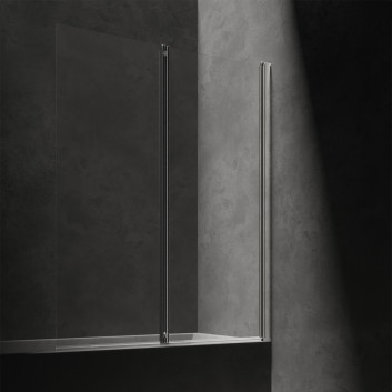Vanová zástěna Omnires Kingston, 70cm, montáž univerzální, lítací dveře, sklo transparentní, profil chrom