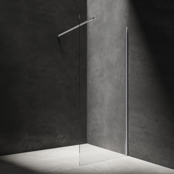 Sprchový kout walk-in Omnires Marina, 80x30cm, s pevnou boční stěnou, sklo transparentní, profil chrom