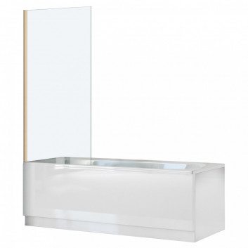 Vanová zástěna Rea Elegant Gold, 70x140cm, univerzální, sklo transparentní, profil zlatá