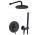 Sprchový set Paffoni Light, podomítkový, 2 výstupy vody, horní sprcha kulatá 225mm, černá matnáný