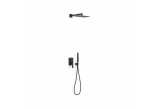Sprchový set Tres Slim Exclusive, podomítkový, Rapid-Box, 2 výstupy vody, horní sprcha 300x200mm, černá matnáný