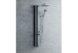 Panel sprchový s hlavovou sprchou Novellini Line 2, 22x7,5xH150 cm pro nástěnnou montáž nebo do rohu - stříbrná, pasek černá 