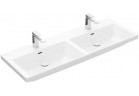 Umyvadlo nábytkové dvojitá Villeroy & Boch Subway 3.0, 130x47cm, z přepadem, 2 otwory na armaturu, Weiss Alpin CeramicPlus