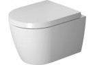 Závěsné wc WC Duravit ME by Starck Compact, 48x36cm, Rimless, bez rantu, připevnění Durafix, barva wnętrza bílý, barva vnější bílý jedwabny, matnáný, povlak WonderGliss