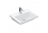 Závěsné umyvadlo Villeroy & Boch Subway 3.0, 55x44cm, z přepadem, otvor na armaturu, Weiss Alpin