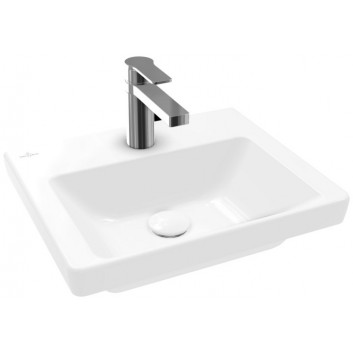 Závěsné umyvadlo/nábytková Villeroy & Boch Subway 3.0, 50x40cm, z přepadem, otvor na armaturu, Weiss Alpin