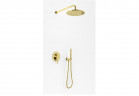 Sprchový set Kohlman Axel Gold, podomítkový, kulatá horní sprcha 30 cm, 2 výstupy vody - zlatá lesklý