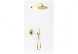 Sprchový set Kohlman Axel Gold, podomítkový, kulatá horní sprcha 30 cm, 2 výstupy vody - zlatá lesklý