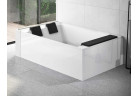 Rohová vana hydromasážní Novellini Divina Dual Natural Air (verz do niky s baterií), 190x140cm, pro montáž vlevo, s rámem, baterie s funkcí napełniana przz přepad, kaskádový výtok, bez krytu, bílý lesklá