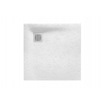 Čtvercová sprchová vanička Roca Terran, 80x80cm, kompozytowy, Stonex, se sifonem, bílý