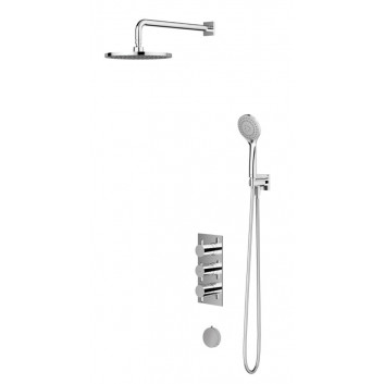 Termostatický sprchový systém Omnires Y, podomítkový, 2 výstupy vody, horní sprcha 25cm, sluchátko 5-funkcyjna, chrom