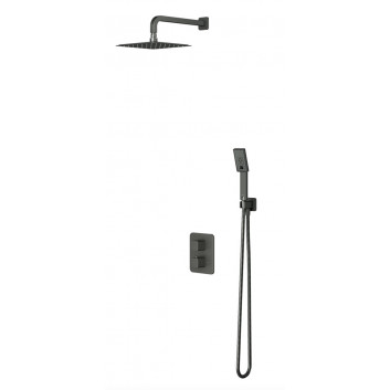 Sprchový systém Omnires Parma, podomítkový, 2 výstupy vody, horní sprcha 20x20cm, sluchátko 3-funkční, grafit
