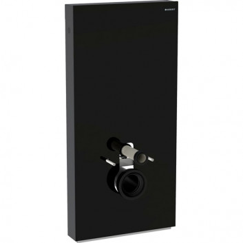Sanitární modul Geberit Monolith Plus do WC wiszącego, černé sklo/hliník černá chrom, H114, připevnění 18 cm