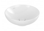 Umyvadlo na postavení na desku Villeroy & Boch Loop & Friends, kulatá, 38cm, z přepadem, Weiss Alpin CeramicPlus