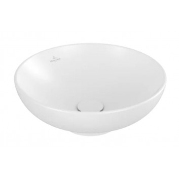 Umyvadlo na postavení na desku Villeroy & Boch Loop & Friends, kulatá, 38cm, z přepadem, Weiss Alpin CeramicPlus