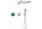 Sprchový systém Hansgrohe Raindance E 300 1jet ShowerSelect Square, podomítkový, baterie termostatická, horní sprcha 30x30cm, sluchátko 3-funkční, chrom