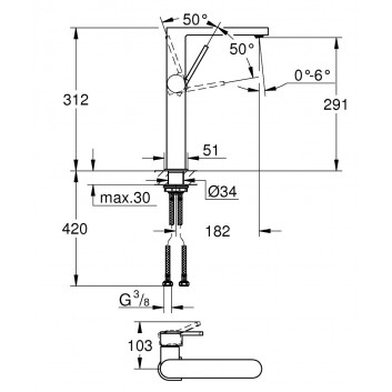 Umyvadlová baterie Grohe Plus, stojící, DN 15, 190mm wysokości, chrom