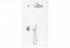 Sprchový set Kohlman Axel, podomítkový, 2 výstupy vody, horní sprcha 40cm, sluchátko 1-funkční, chrom
