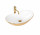 Umyvadlo na postavení na desku Rea Royal White Gold, 62,5x36cm, bez přepadu, bílý/zlatá