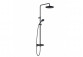 Sprchový set Kludi Logo Dual Shower System, na stěnu, baterie termostatická, horní sprcha kulatá, sluchátko 3-funkční, černá matnáný