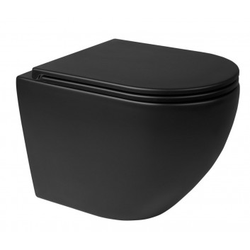 Miska wisząca WC Oltens Hamnes, 52x35,5cm, PureRim, powłoka SmartClean, czarny mat