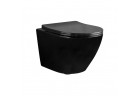 Závěsné wc WC Rea Carlo Mini Rimless Duroplast/Flat, 49x37cm, bez kołnierza, sedadlo s pozvolným sklápěním, černá